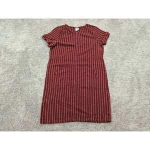 Susina Sheath Dress Womens Medium Red Striped Short Sleeve Linen Blend‎ Casual